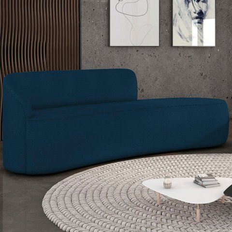 Sofá 4 Lugares para Sala 220cm Orgânico Wendi Boucle Azul I01 - Mpozenato