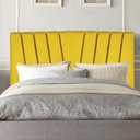 Ver imagem 1 de Cabeceira Estofada Bélgica 195cm King Size Para Cama Box Quarto Corino Amarelo - Gat Magazine