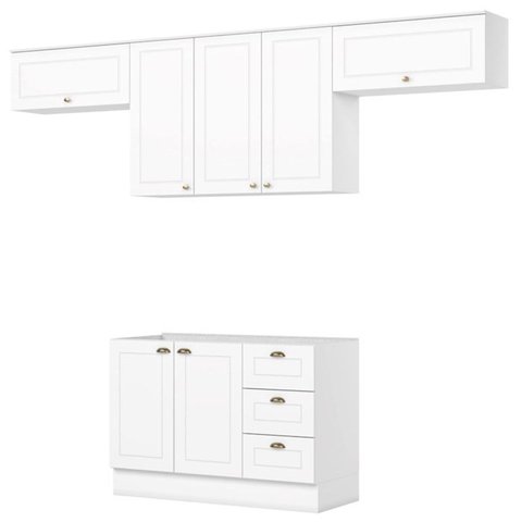 Cozinha Modulada 4 Pecas 280 Cm Ce757 Americana Branco Henn