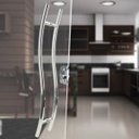 Ver imagem 1 de Puxador Aço Inox Polido/Cromado Para Porta Vidro Temperado Blindex (SAFIRA) curvo em s - 1,5 M ENTRE