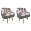 Ver imagem 1 de Kit 02 Poltrona Paloma Escritório Sala Pé Palito Suede Cinza e Suede Rosa Bebê - DOMINIC DECOR