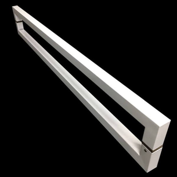 Puxador Portas Duplo Aço Inox Branco Slin 1 m para portas: pivotantes/madeira/vidro temperado/