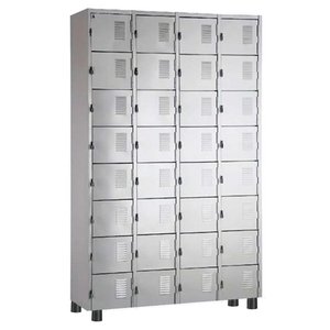 Armário Roupeiro de Aço Vestiário Academia 32 Portas Locker Cinza