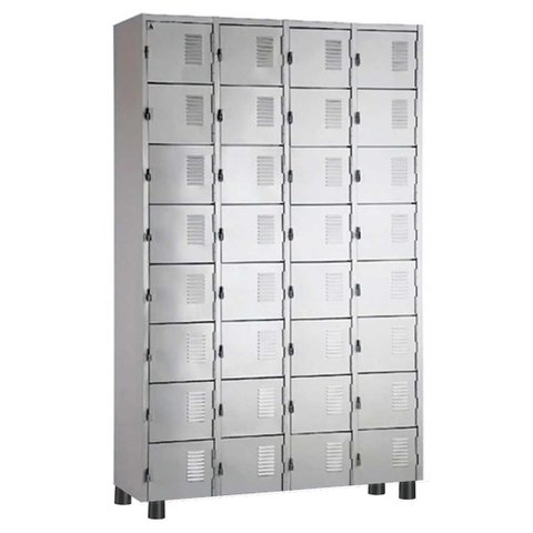 Armário Roupeiro de Aço Vestiário Academia 32 Portas Locker Cinza