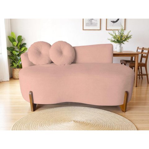 Namoradeira Sofá 02 Lugares Feijão Lounge Orgânica Boucle Rose