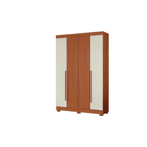 Roupeiro de Solteiro 153cm 4 Portas 02 Gavetas - Cinamomo Ripado/off White Aramóveis