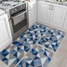 Jogo de Tapetes Azul de Cozinha Antiderrapante Mosaico 3 Peças - 1