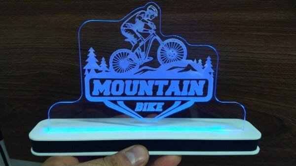 Luminária Abajur Base Acrílica LED Mountain Bike Bicicleta - Azul - 1