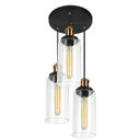 Ver imagem 1 de Lustre Pendente Triplo Château Cilindrico Vidro Preto Cobre