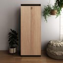 Ver imagem 2 de Armário Estante para Escritório com 2 Portas e Chave Me4151 Amêndoa/preto Tecnomobili