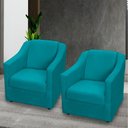 Ver imagem 6 de Kit 3 Poltronas Mila Pé de Plástico Cromado - Azul-turquesa Suede