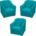 Ver imagem 1 de Kit 3 Poltronas Mila Pé de Plástico Cromado - Azul-turquesa Suede