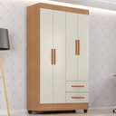 Ver imagem 2 de Guarda Roupa Solteiro Lite 4 Portas e 2 Gavetas Nature/off White - Móveis Leão Nature/off White