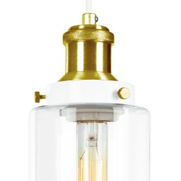 Lustre Pendente Duplo Château Cilindrico Vidro Branco Gold - 3