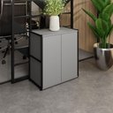 Ver imagem 1 de Armário Escritório Baixo 63cm X 36cm 2 Portas F5 Office Cor:cinza Sagrado com Preto