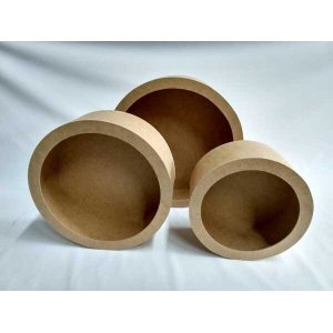 4 Kit Nicho Redondo Em Madeira Mdf Crú 3 Tamanhos PMG Quarto Bebê