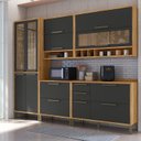 Ver imagem 1 de Cozinha Completa Modulada 100% MDF 5 Peças 11 Portas 4 Gavetas e Vidro 274cm Vicenza Espresso Móveis Cinza/Amêndoa/Chumbo