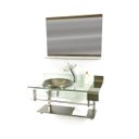 Ver imagem 2 de GABINETE DE VIDRO 90CM CURVADO DUPLO INOX COM CUBA CHAPÉU - OURO ENVELHECIDO