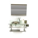 Ver imagem 1 de GABINETE DE VIDRO 90CM CURVADO DUPLO INOX COM CUBA CHAPÉU - OURO ENVELHECIDO