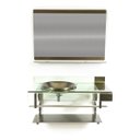 Ver imagem 3 de GABINETE DE VIDRO 90CM CURVADO DUPLO INOX COM CUBA CHAPÉU - OURO ENVELHECIDO