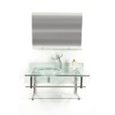 Ver imagem 1 de GABINETE DE VIDRO 90CM CURVADO DUPLO INOX COM CUBA CHAPÉU - INCOLOR