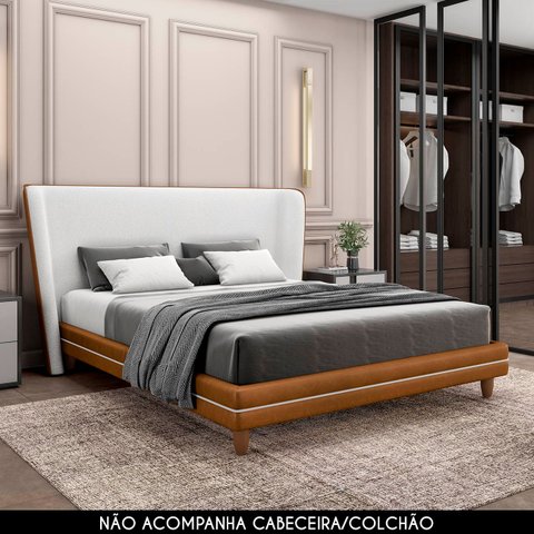Cama Queen Base Box 160cm Many P02 Sintético Caramelo - Mpozenato
