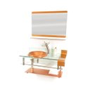 Ver imagem 4 de GABINETE DE VIDRO 90CM CURVADO DUPLO INOX COM CUBA CHAPÉU - DOURADO REAL