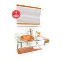 Ver imagem 2 de GABINETE DE VIDRO 90CM CURVADO DUPLO INOX COM CUBA CHAPÉU - DOURADO REAL