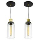 Ver imagem 1 de Kit 2 Lustres Pendentes Château Cilindrico Vidro Preto Gold