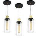 Ver imagem 1 de Kit 3 Lustres Pendentes Château Cilindrico Vidro Preto Gold