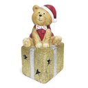 Ver imagem 1 de Ursinho Decorativo Natalino com Base Presente e LED 19cm