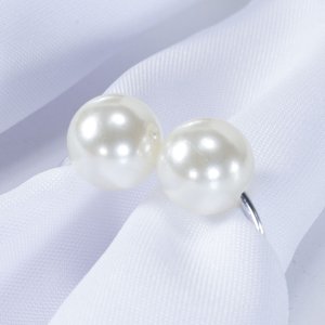 Kit 4 Anéis para Guardanapo Pérola Duplo Natal 4 X 3cm Argola de Metal Prata