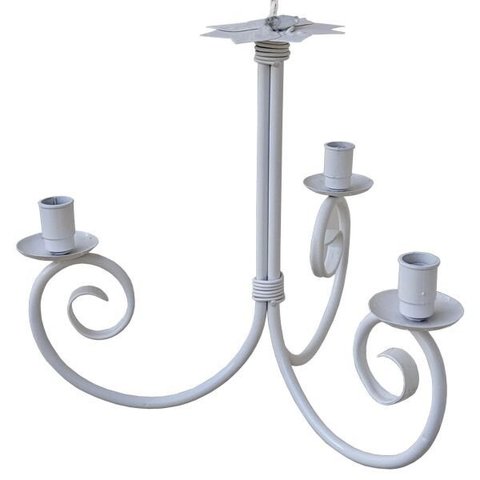 Lustre Branco Provençal em Metal Claro para Sala de Jantar Moderna