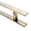 Ver imagem 2 de Puxador Portas Duplo Aço Inox Antique Ouro Velho Clean 30 cm para portas: pivotantes/madeira/vidro