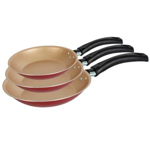 Conjunto de Frigideiras Francesa Antiaderente 18, 20 e 22 Cm Cereja e Creme Luz