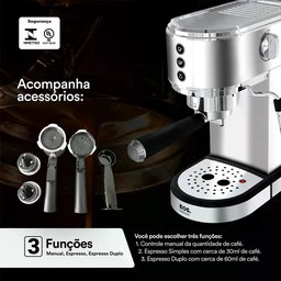 Cafeteira Expresso 3 em 1 EOS ECF01EC Inox 220V - 5