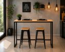 Ver imagem 2 de Mesa Jantar Aparador Bancada Alta Industrial 180x80cm Tampo Bege Pés Preto