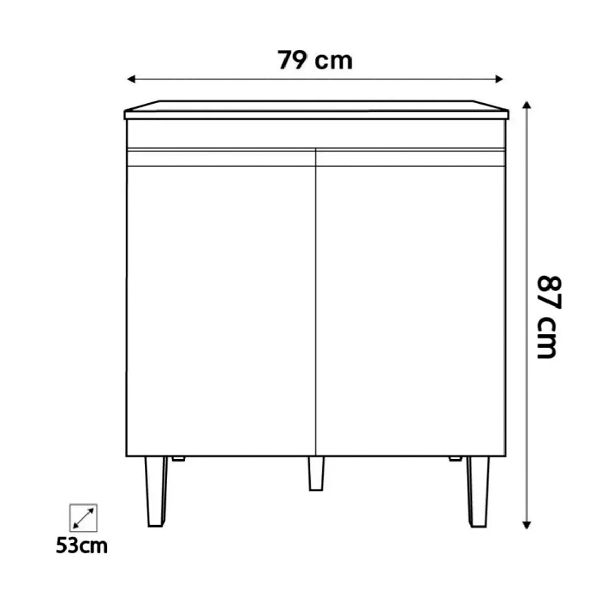 Balcão P/ Cooktop 4 ou 5 Bocas 2 Portas Andréia para Cozinha:branco - 4