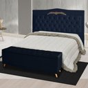 Ver imagem 2 de Kit Cabeceira de Cama Box e Calçadeira Baú Madr Casal 140cm Suede Azul Marinho