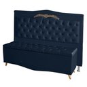 Ver imagem 1 de Kit Cabeceira de Cama Box e Calçadeira Baú Madr Casal 140cm Suede Azul Marinho