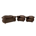 Ver imagem 1 de Conjunto Chesterfield Merlo Namoradeira c/ 2 Poltronas - Corano Marrom / decoração, recepção, sala t