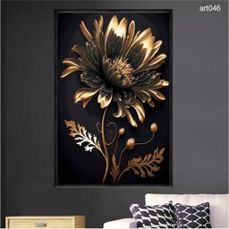 Quadro Decorativo - Flor Dourada Natureza Ouro Art046 - Vidro com Impressão Uv - 60x40cm - 2