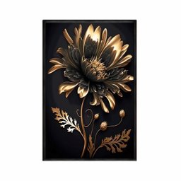 Quadro Decorativo - Flor Dourada Natureza Ouro Art046 - Vidro com Impressão Uv - 60x40cm - 1
