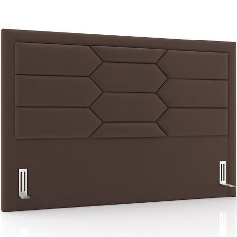 Cabeceira Cama Box King 195cm Estofada Nora P05 Veludo Marrom - Lyam Decor