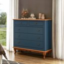 Ver imagem 4 de Cômoda 5 Gavetas Grande Clássico Pé Luiz Vx Azul Petróleo - Imbuia