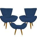 Ver imagem 1 de Kit 2 Poltronas Decorativas Para Sala Recepção Escritório Consultório + Puff Emilia Suede