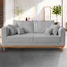 Sofá Viena 3 Lugares Com Almofadas Decorativa Linho Cinza - Madeira Prima Deccor - 2