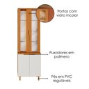Ver imagem 4 de Paneleiro Cristaleira 4 Portas 227x70 cm MDF Bari Freijo Off Acetinado Poliman