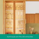 Ver imagem 5 de Paneleiro Cristaleira 4 Portas 227x70 cm MDF Bari Freijo Off Acetinado Poliman