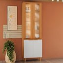 Ver imagem 2 de Paneleiro Cristaleira 4 Portas 227x70 cm MDF Bari Freijo Off Acetinado Poliman